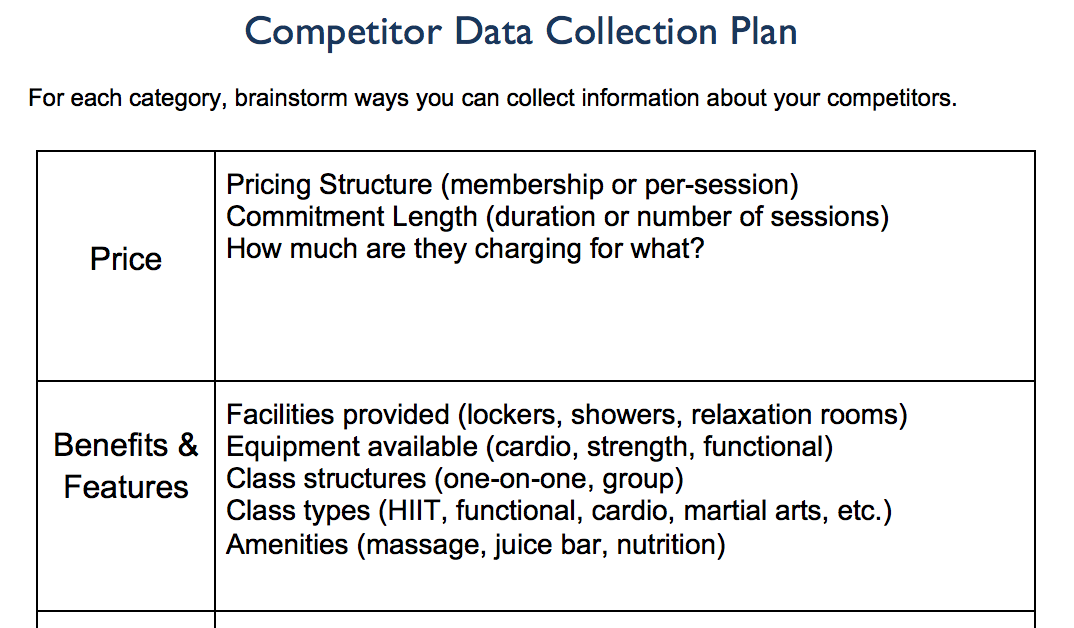 data collection plan sample