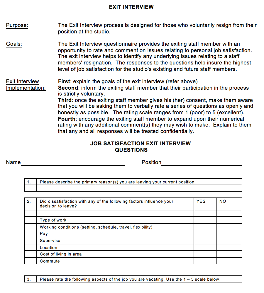 Exit Interview Form, Exit Interview Template